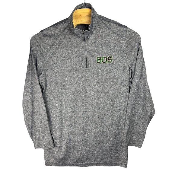 UltraClub Pullover Mens XL Grey BOS Quarter-Zip Long-Sleeve Cool & Dry Polyester - Picture 1 of 9